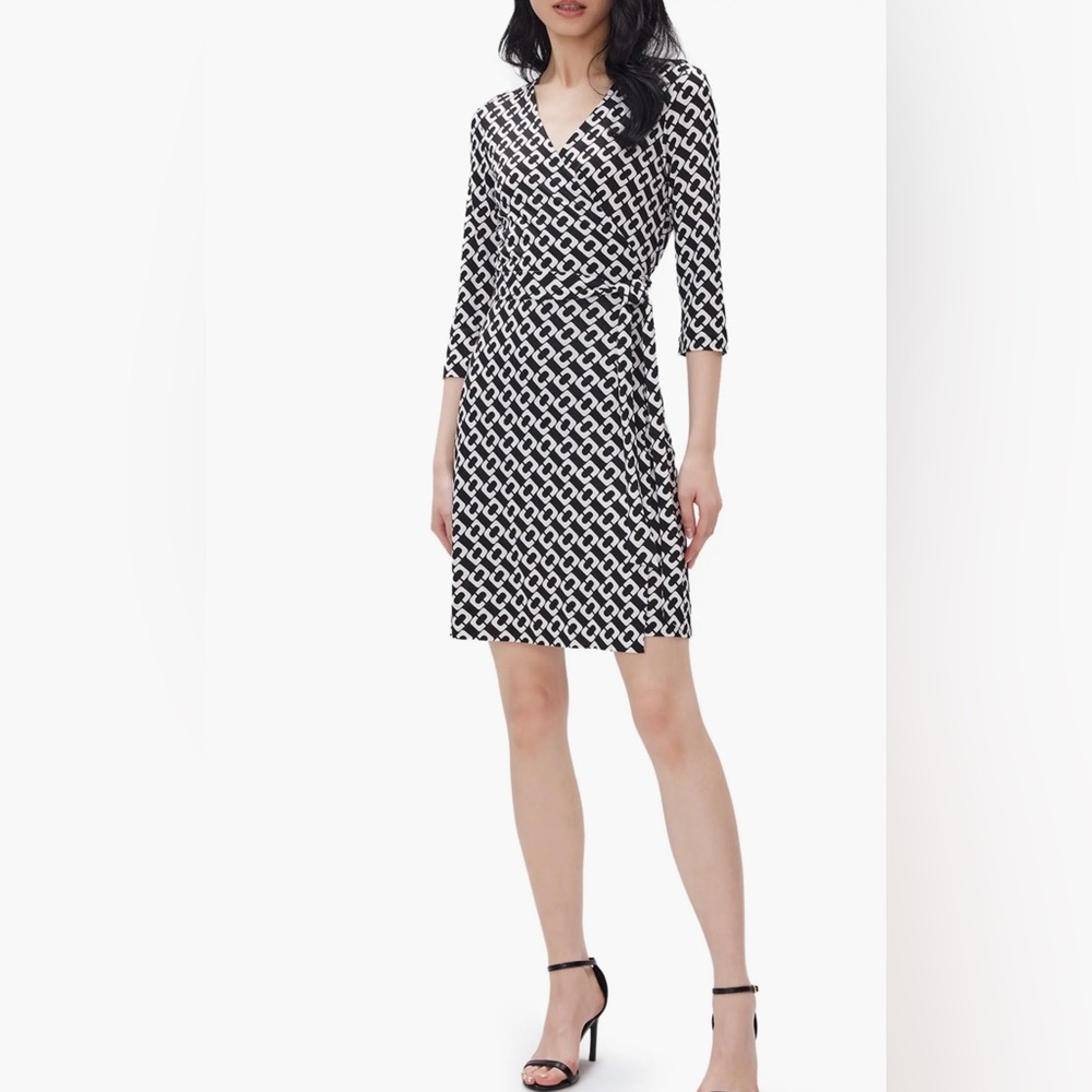 DVF Diane von Furstenberg Julian Two Chain Link Silk Wrap Dress Size 12 - Picture 3 of 8